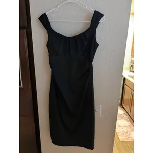 Vintage Maggy London Black Cocktail Dress Pleated Ruched Sheath Size‎ 4 thumbnail 3