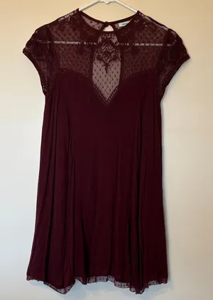 Kimchi Blue Burgundy Lace Mini Dress thumbnail 1