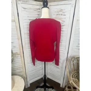 CABI Women's Medium Ballet Wrap Cardigan Sweater Red Cotton Angora Rabbit Hair thumbnail 14
