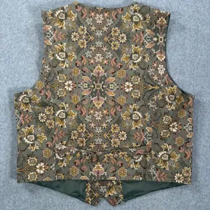 Charter Club Western Vest Button Up Women's 14 Green/Brown 2000s V-Neck Grunge thumbnail 8