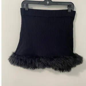 Show Me Your Mumu Fran Black Knit Faux Fur Mini Skirt Size Large thumbnail 2
