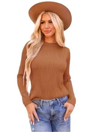 Zessica pumpkin spice colored stretchy top! Great for fall and in winter! thumbnail 1