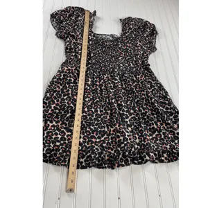 Who What Wear Animal Print Linen Blend Square Neck Puff Sleeve Mini Dress XL thumbnail 9