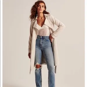 Abercrombie & Fitch Vegan Suede Trench Coat Cream Size XS Luxury Neutral thumbnail 3
