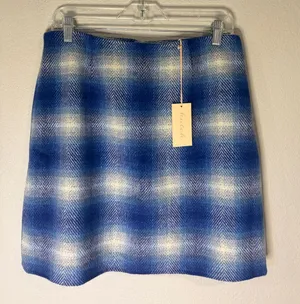 NWT Anthropologie Hutch ‘Nichole’ wool blend lined mini skirt blue plaid M thumbnail 1