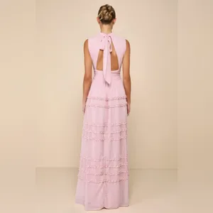 Lulus Enchantingly Sweet Blush Pink Chiffon Backless Maxi Dress SOLD OUT thumbnail 2