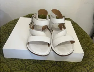 Anthropologie Women's Sandals White With Gold Accents Size 6 M thumbnail 1