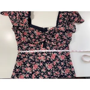 Altar'd State Floral Mini Dress Sweetheart Keyhole Cottagecore‎ Navy Pink Small thumbnail 8