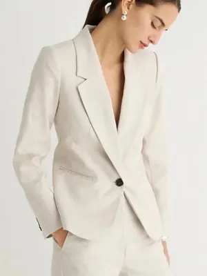 J. Crew Parke Linen Blend Blazer Tan Beige Womens 4 thumbnail 1