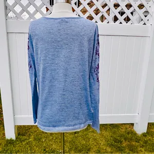Live & Let Live Blue & Purple Printed Embellished Long Sleeve Top Women's thumbnail 10