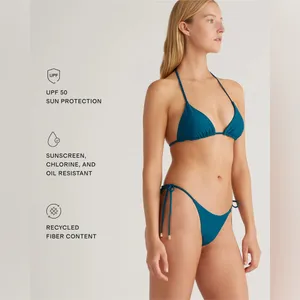 NWT Quince Italian Teal Blue Italian Adjustable Side-Tie Bottom Bikini, Sz XS thumbnail 3