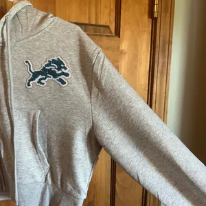 Detroit Lions sweatshirt! NFL gray sequin bedazzled logo hoodie size small! thumbnail 9