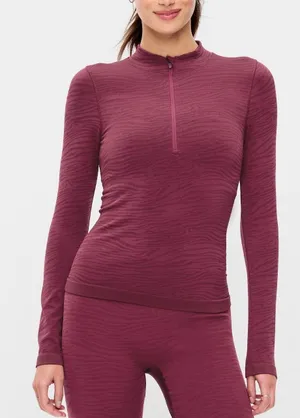 Old Navy Seamless Jacquard Mock- Neck Half-Zip Top thumbnail 1