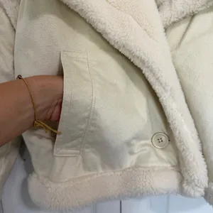 Hollister Sherpa Lined Faux Suede Cream Crop Jacket thumbnail 5