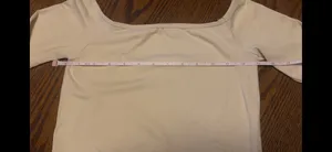 Cream White Seamless Square Neck Long Sleeve Top thumbnail 3
