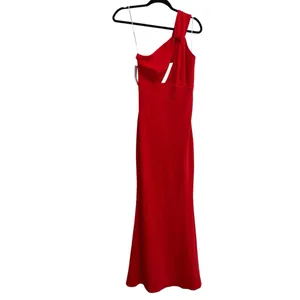 NEW NWT Katie May X REVOLVE Edgy One Shoulder Maxi Gown In Cherry Red thumbnail 3