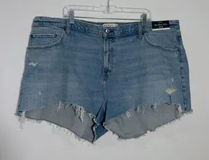 NWT Abercrombie & Fitch Curve Love High‎ Rise Mom Shorts Blue Size 22 Plus thumbnail 1