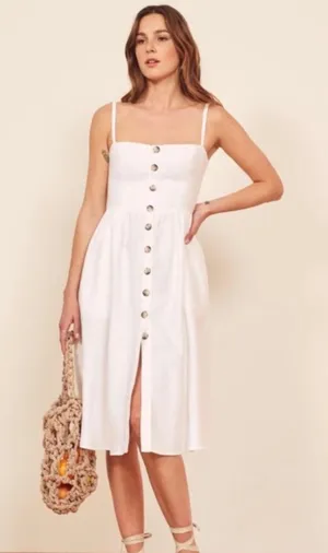 Reformation Tori Linen Dress White size 4 $249 Button Down Sundress thumbnail 1