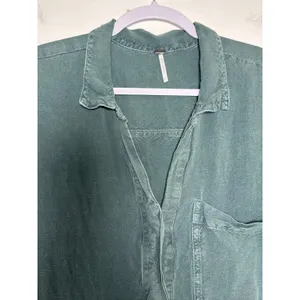 YFB Young Fabulous & Broke Green Linen Blend Frayed‎ Hem Short Sleeve Romper L thumbnail 6