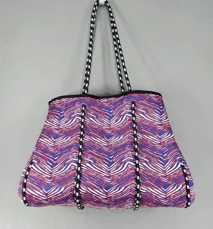 Zubaz Tote Bag Blue Red White Buffalo Bills Zebra Print Neoprene Gameday Large thumbnail 1