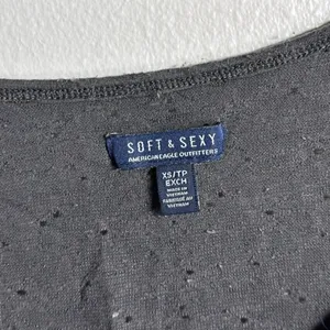 American Eagle Women Lace Long Sleeve Gray‎ Crop Top XS thumbnail 3