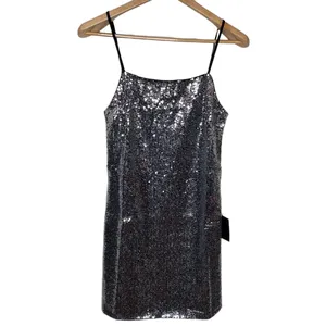 Lulus Loves the Spotlight Silver Sequin Lace-Up Mini Dress size L thumbnail 2