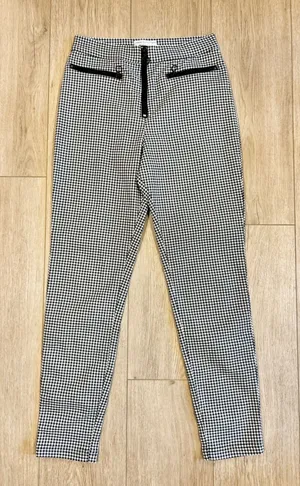 Urban Outfitters Gingham High Waisted Zipper Cigarette Pants Black White US 4 thumbnail 1