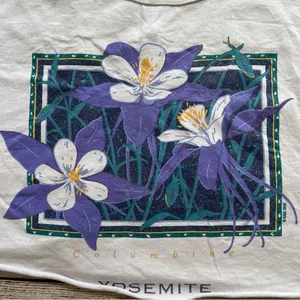 Vintage 90s Yosemite Columbine Cropped Top Womens Large Anvil‎ USA National Park thumbnail 2
