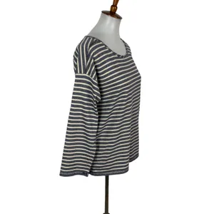 Madewell Navy Cream Striped Long‎ Sleeve Boat Neck Cotton Tee XS Casual Coastal thumbnail 2