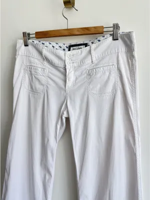 Abercrombie & Fitch White Bootcut Pants Low Rise Front Patch Pocket Women’s 6 thumbnail 4