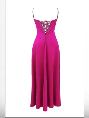 HOUSE OF CB 'Anabella' Fuchsia Lace Up Maxi Dress Pink thumbnail 5