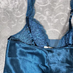 Victoria's Secret Gold Label Teal Satin Lace Nightgown M Lingerie Elegant Vintage thumbnail 10