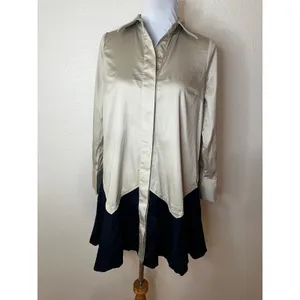Tuckernuck Sand Roux button up structured colorblock mini dress WOMENS SMALL thumbnail 2