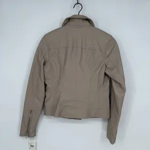 Blank Nyc Life‎ Changer Moto Jacket Womens Small Beige Leather Asymmetrical Zip thumbnail 2
