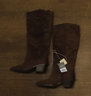 Universal Thread Patsy Tall Fringe Western Boots Mid Calf Chcolate Brown 7.5M thumbnail 1