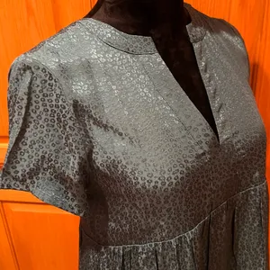 Anthropologie Maeve Tania Sacha Jacquard Tiered Tunic Dress‎ Dark Teal Green XS thumbnail 6