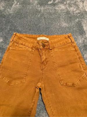 Altar'd State Mica Denim High Rise‎ Utility Straight Leg Cargo Pants 25 Mustard thumbnail 3