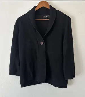 Jones New York Black Shawl-Collar Single Button Cardigan thumbnail 1