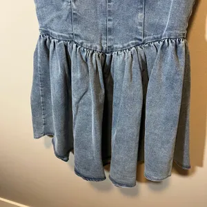 12th Tribe Denim Corset Mini Dress Blue Medium Wash XL NWT Country Western thumbnail 3