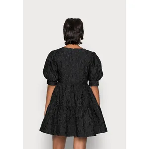 Sister Jane Confetti Square Neck Puff Sleeve Dress Size Small Black Textured thumbnail 3