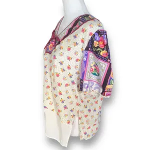 Vintage Handmade Square Dancing Skirt Set Purple Pansy Floral Printed Midi‎ thumbnail 8