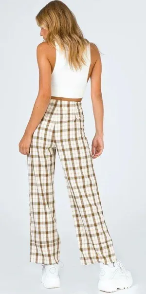 Princess Polly Euro Pants Yellow Check thumbnail 4