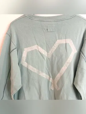 Aerie Womens Sweatshirt Light Blue Pullover Heart Graphic Back Size Medium thumbnail 4