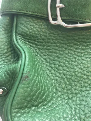 Cole Haan Vintage Green Leather Handbag Silver Hardware Suede Detail Preloved thumbnail 8