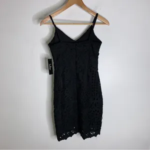 Lulus Black Lace Applique Spaghetti Strap Bodycon Dress Lulus Xs‎ CP0133 thumbnail 2