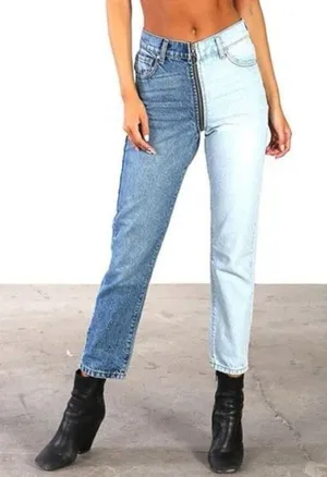 Revice Yin Yang Tokyo Wash Crops Full Zip 2 Toned Jeans Size 26 thumbnail 1