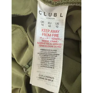 Club L London Olive Green Satin Cowl Neck Ruched Asymmetrical Midi Dress size 10 thumbnail 14