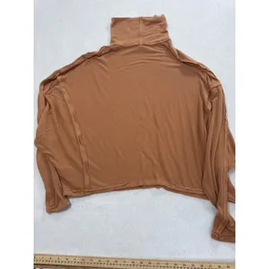 Free People We The Free Women M Terracotta Brown Ribbed Oversized Turtleneck Top thumbnail 8