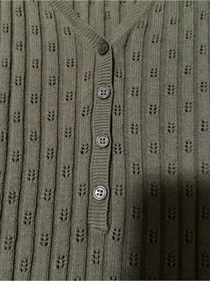 2000s vintage style dark forest green diamond like pattern long sleeve henley thumbnail 10