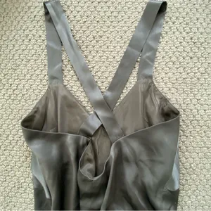 Michelle Mason Cross Back Slit Maxi Dress - Womens Size 2 Gunmetal NWT thumbnail 5